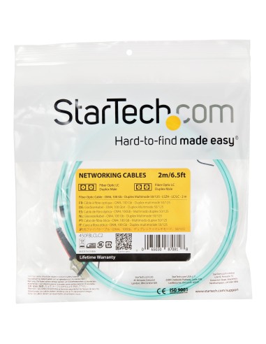 Cable de 2m de Fibra Óptica Multimodo LC/UPC a LC/UPC OM4 - 50/125µm - Fibra LOMMF/VCSEL - Redes de 100G - Cable LSZH - Baja Pé